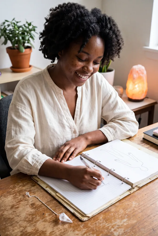 Practitioner writing in the record sheet