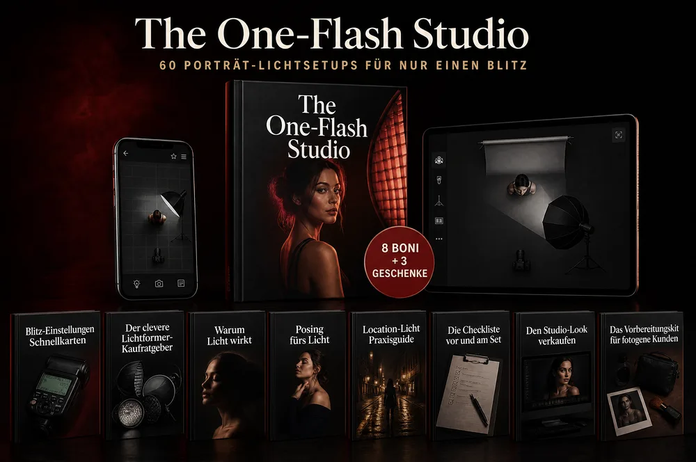 The One-Flash Studio™ — 60 Porträt-Lichtsetups mit nur einem Blitz